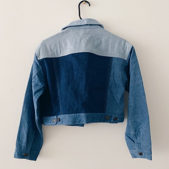 Vintage colorblock cropped jean jacket - Picture 2 of 4